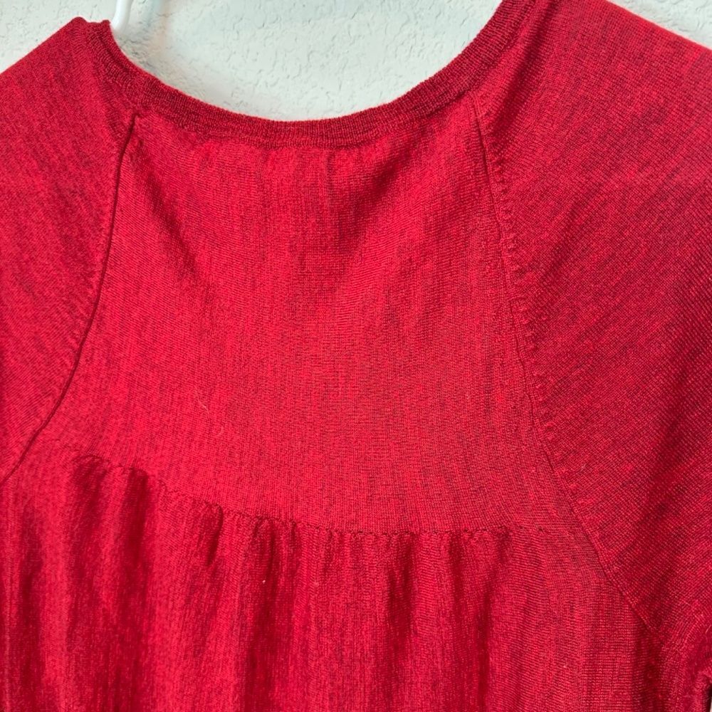 Anthropologie Knitted & Knotted Red Tiered Lightweight Wool Sweater - Size L EUC - Picture 4 of 8
